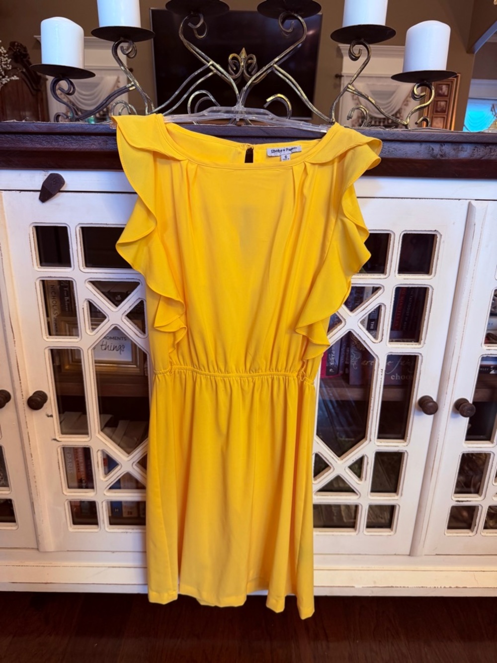 Shelby & Palmer Bright Yellow Ruffle Sleeve Mini Dress